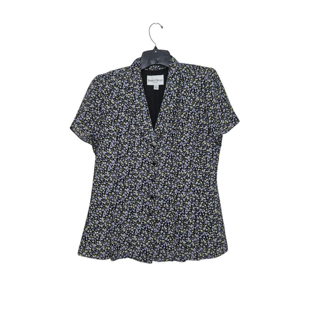 VTG Danny & Nicole Sz 12 Suit Jacket Floral Blazer Short Sleeve Button Front